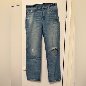 Express Modern Straight High Rise Light Blue Denim Jeans